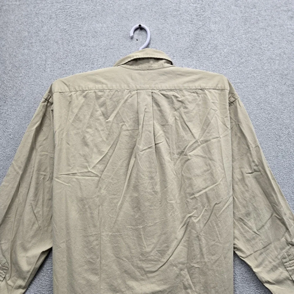 VINTAGE Ralph Lauren Men Button Up Shirt XL Khaki Embroidered Pony READ